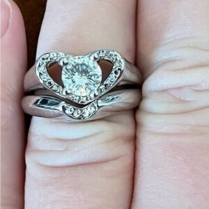 Elegant Silver Heart Ring with Crystal Accents